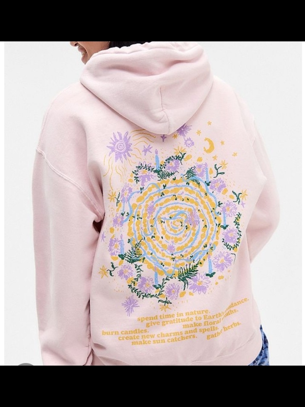 BDG Urban Outfitters Pink Graphic Celestial Hoodie Sweatshirt Size XS NWT